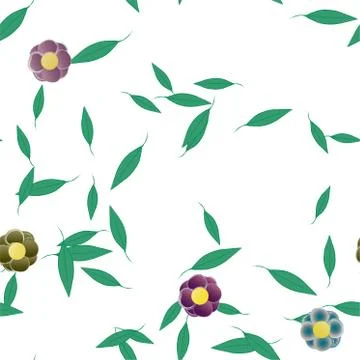 Seamless vector pattern with flowers and leafs 스톡 일러스트