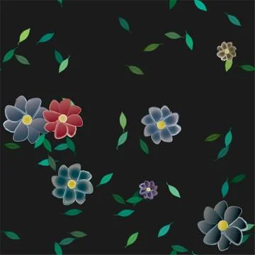 Seamless vector pattern with flowers and leafs Illustrazione stock