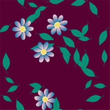 Seamless vector pattern with flowers and leafs 스톡 일러스트
