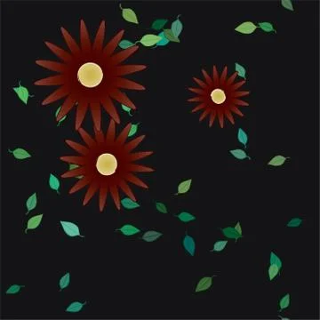 Seamless vector pattern with flowers and leafs 스톡 일러스트