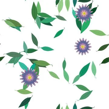 Seamless vector pattern with flowers and leafs Stock Illustration