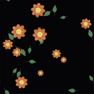 Seamless vector pattern with flowers and leafs 스톡 일러스트
