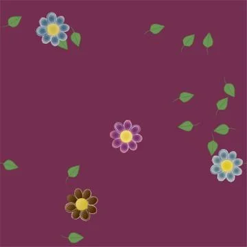 Seamless vector pattern with flowers and leafs Stockillustratie