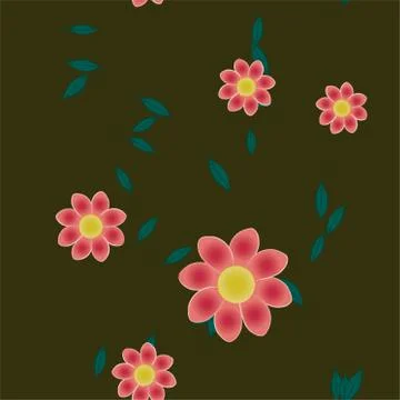 Seamless vector pattern with flowers and leafs 스톡 일러스트