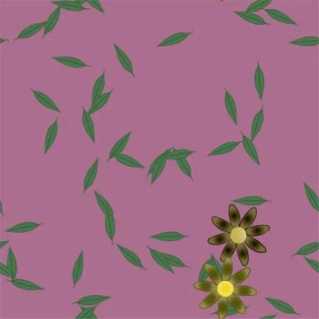 Seamless vector pattern with flowers and leafs Stock Illustration