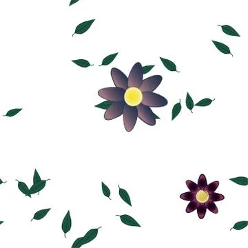 Seamless vector pattern with flowers and leafs 스톡 일러스트