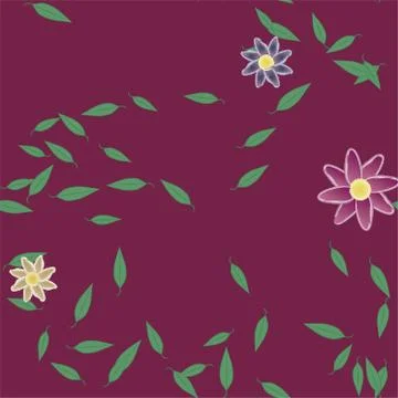 Seamless vector pattern with flowers and leafs 스톡 일러스트