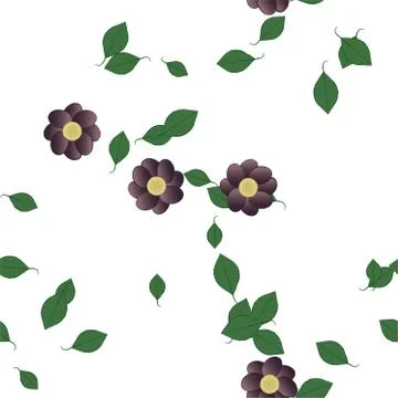 Seamless vector pattern with flowers and leafs Stockillustratie
