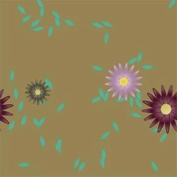 Seamless vector pattern with flowers and leafs 스톡 일러스트