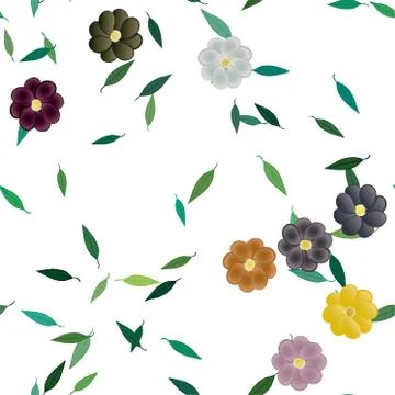 Seamless vector pattern with flowers and leafs Illustrazione stock
