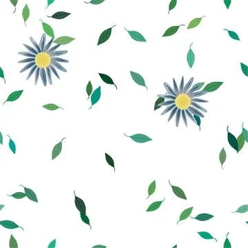 Seamless vector pattern with flowers and leafs Illustrazione stock