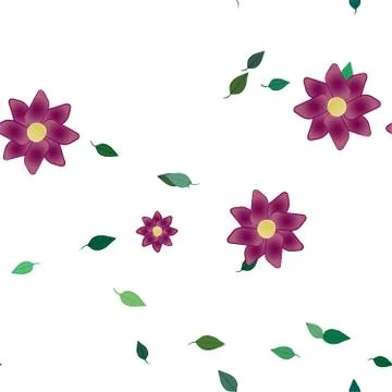 Seamless vector pattern with flowers and leafs 스톡 일러스트