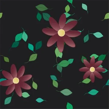 Seamless vector pattern with flowers and leafs Stockillustratie