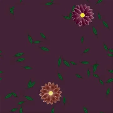 Seamless vector pattern with flowers and leafs Stock Illustration