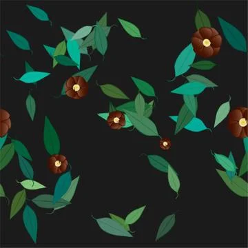 Seamless vector pattern with flowers and leafs 스톡 일러스트