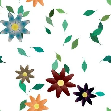 Seamless vector pattern with flowers and leafs Stockillustratie