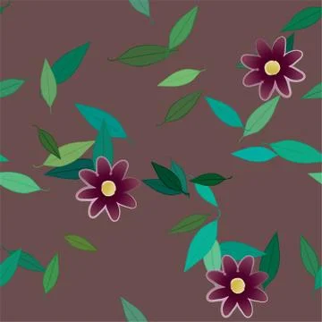 Seamless vector pattern with flowers and leafs 스톡 일러스트