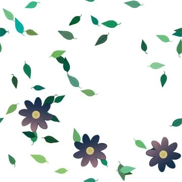 Seamless vector pattern with flowers and leafs Illustrazione stock