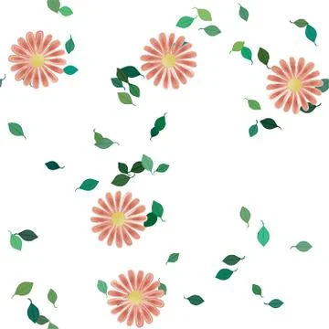 Seamless vector pattern with flowers and leafs Stock Illustration