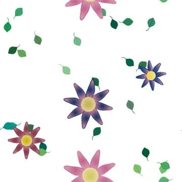 Seamless vector pattern with flowers and leafs Stock Illustration