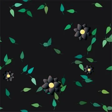 Seamless vector pattern with flowers and leafs Stockillustratie