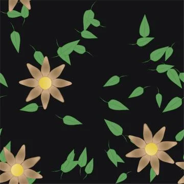 Seamless vector pattern with flowers and leafs 스톡 일러스트