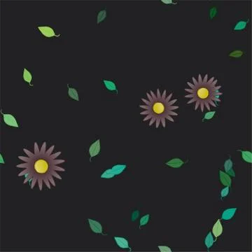 Seamless vector pattern with flowers and leafs Stock Illustration
