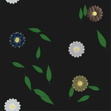Seamless vector pattern with flowers and leafs 스톡 일러스트