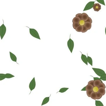 Seamless vector pattern with flowers and leafs 스톡 일러스트
