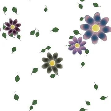 Seamless vector pattern with flowers and leafs Stock Illustration