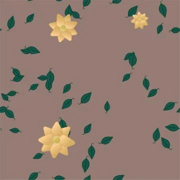 Seamless vector pattern with flowers and leafs Stock Illustration
