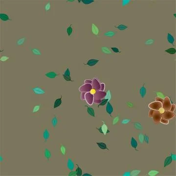 Seamless vector pattern with flowers and leafs Stockillustratie