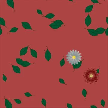 Seamless vector pattern with flowers and leafs Stock Illustration