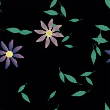 Seamless vector pattern with flowers and leafs Stock Illustration