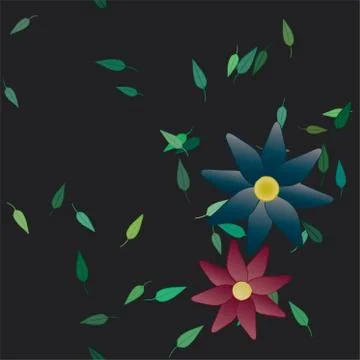 Seamless vector pattern with flowers and leafs Stock Illustration