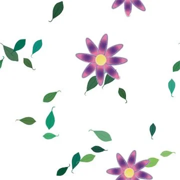 Seamless vector pattern with flowers and leafs Stock Illustration
