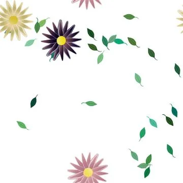 Seamless vector pattern with flowers and leafs 스톡 일러스트