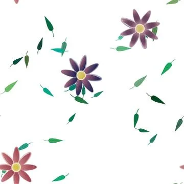 Seamless vector pattern with flowers and leafs 스톡 일러스트
