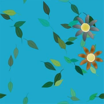 Seamless vector pattern with flowers and leafs 스톡 일러스트