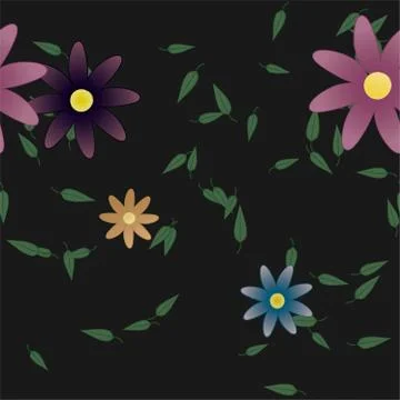 Seamless vector pattern with flowers and leafs 스톡 일러스트