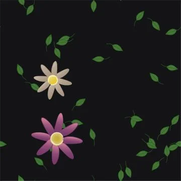Seamless vector pattern with flowers and leafs Stockillustratie