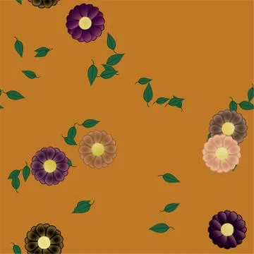 Seamless vector pattern with flowers and leafs 스톡 일러스트
