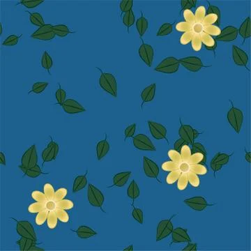 Seamless vector pattern with flowers and leafs Stock Illustration