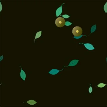 Seamless vector pattern with flowers and leafs Stock Illustration
