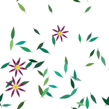 Seamless vector pattern with flowers and leafs 스톡 일러스트