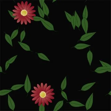 Seamless vector pattern with flowers and leafs 스톡 일러스트