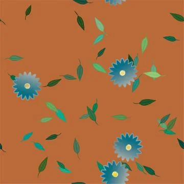 Seamless vector pattern with flowers and leafs Stock Illustration