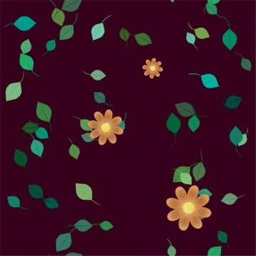 Seamless vector pattern with flowers and leafs Stock Illustration
