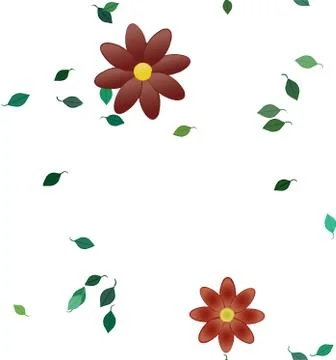 Seamless vector pattern with flowers and leafs Illustrazione stock