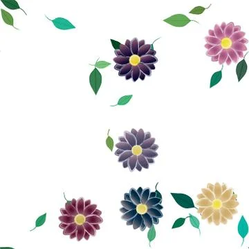 Seamless vector pattern with flowers and leafs Illustrazione stock